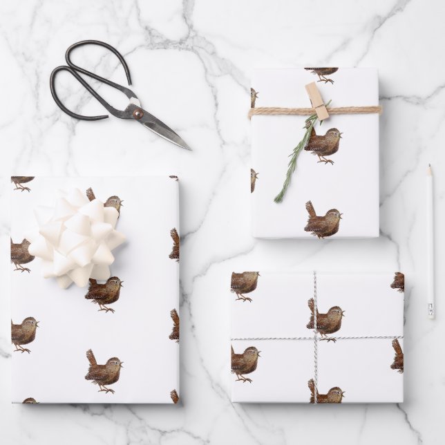 Wren Bird (Troglodytes Troglodytes)    Wrapping Paper Sheet (Front)