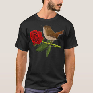 Wren Bird Valentine's Day Rose Birdlover Animal au T-Shirt