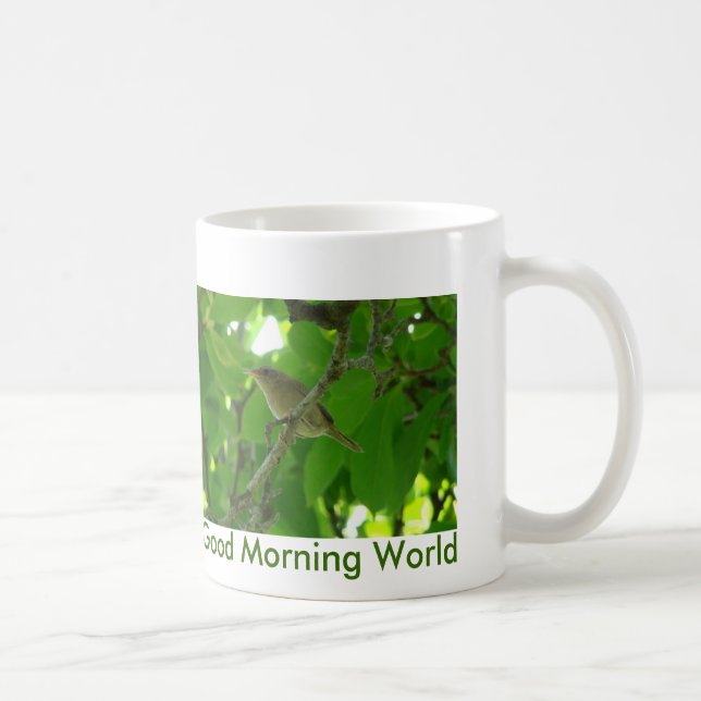 Wren In Tree, Good Morning World Coffee Mug (Right)