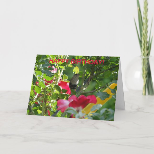 Wren & Roses, Birthday Card (Front)