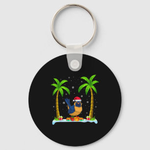 Wren Santa Hat Palm Tree Beach Xmas Pajama Key Ring