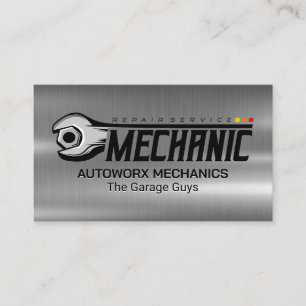 Wrench Bolt   Garage Mechanic   Metallic Business Card