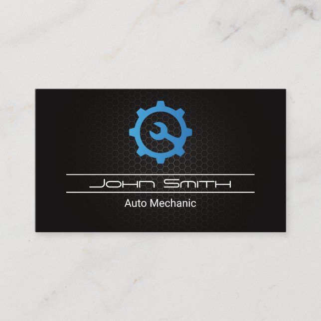 Wrench Gear Logo Carbon Fibre Pattern Business Card (Front)