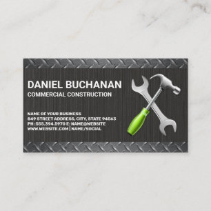 Wrench Hammer   Metal   Construction Business Card
