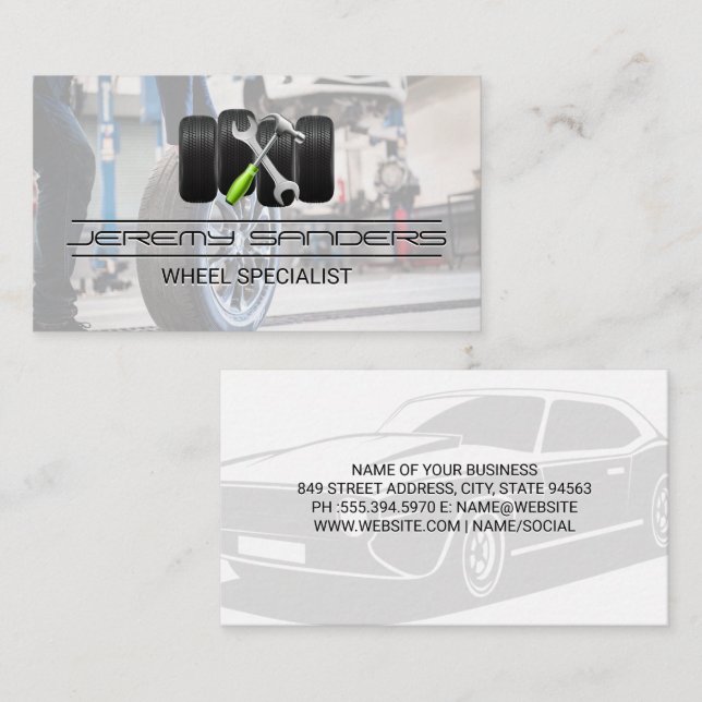 Wrench Hammer | Tire Shop Business Card (Front/Back)