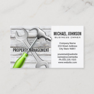 Wrench   Hammer   Wood   Carpentry Business Card