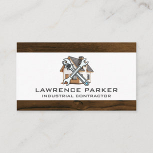 Wrench Home Logo Wood Trim Business Card