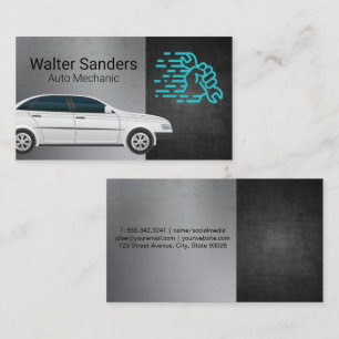 Wrench in Hand   Auto Mechanic Business Card