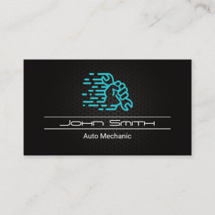 Wrench in Hand   Carbon Fibre Pattern Business Card