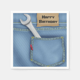 Wrench in Jean Pocket For Birthday Napkin