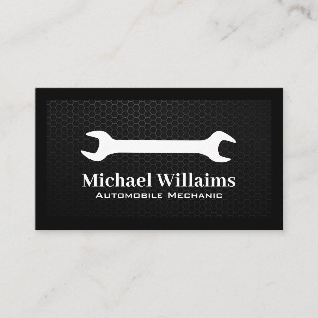 Wrench Logo | Carbon Fibre Background Business Card (Front)