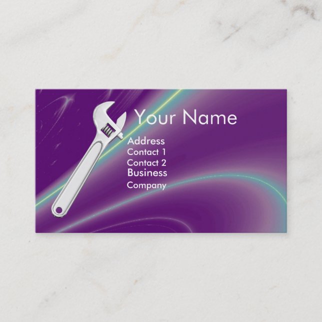 WRENCH METAL MECHANICS,PLUMBERS MONOGRAM BUSINESS CARD (Front)