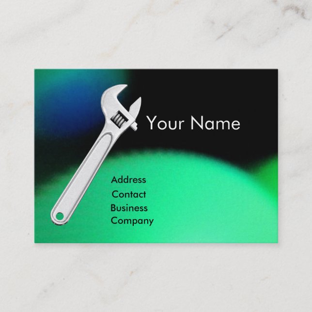 WRENCH METAL MECHANICS,PLUMBERS Monogram Pearl Business Card (Front)