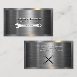 Wrench   Metallic Industrial Background Business Card