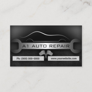 Wrench Mobile Mechanic Auto Repair Black Standard Business Card