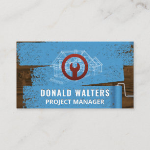 Wrench   Painted Wooden Boards   Blueprints Business Card