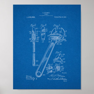 Wrench Patent - Blueprint Poster