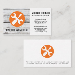 Wrench Screwdriver Wood Business Card