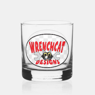 Wrenchcat Designs Logo Whiskey Glass