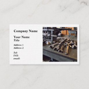 Wrenches and Oil Can in Machine Shop Business Card