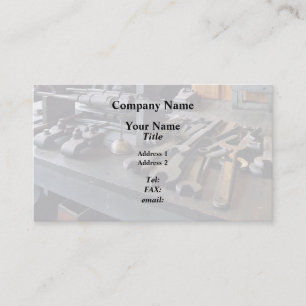 Wrenches and Oil Can in Machine Shop Business Card