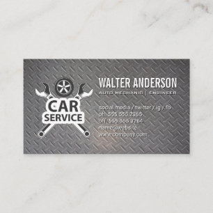 Wrenches and Tire   Auto Service Logo   Metal Business Card