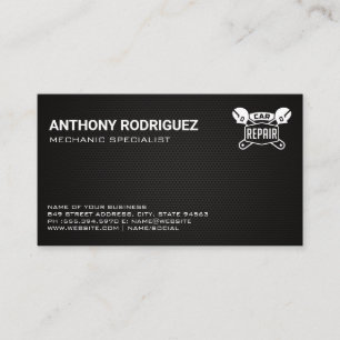 Wrenches Car Repair Logo Carbon Fiber Business Card