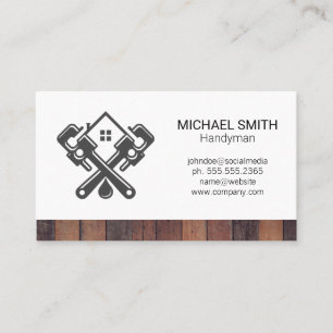 Wrenches   Construction Carpenter Logo Business Card