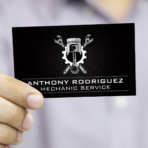 Wrenches Gear and Piston Auto Mechanic Business Card