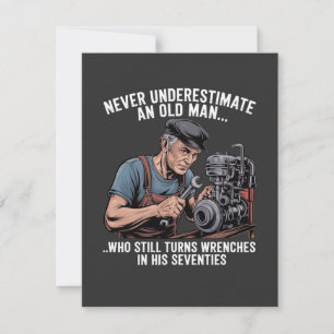 Wrenches in Their Seventies Funny Mechanic Quote Thank You Card
