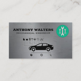 Wrenches   Metallic   Car Diagram Business Card