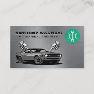 Wrenches   Metallic   Muscle Car and Pistons Business Card