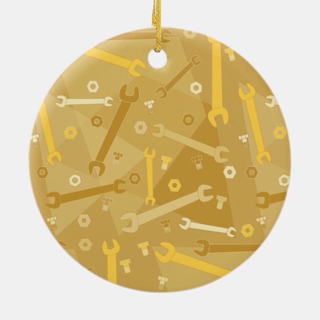Wrenches, Nuts and Bolts Ceramic Tree Decoration (Back)