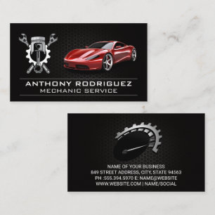Wrenches Piston   Mechanic Serviceman   Sports Car Business Card