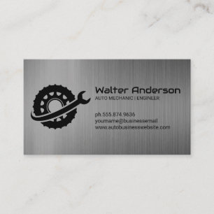 Wrenches Tire Logo   Metallic Background Business Card