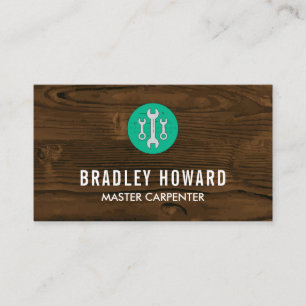 Wrenches   Wooden Background   Carpentry Business Card
