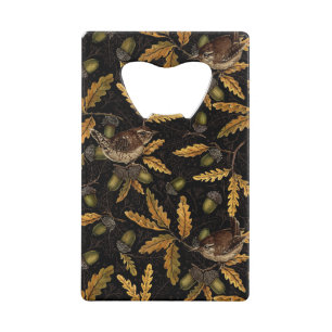 Wrens and acorns on black