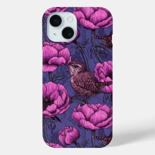 Wrens in the anemone garden iPhone 15 case