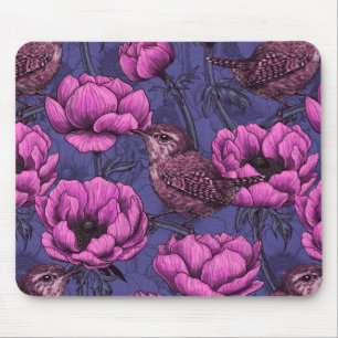 Wrens in the anemone garden mouse mat