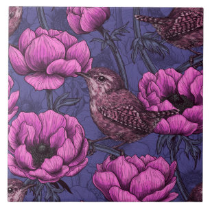 Wrens in the anemone garden tile