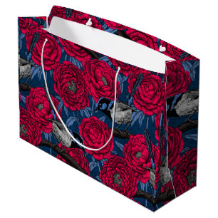 Wrens in the peonies large gift bag