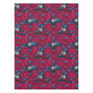 Wrens in the peonies tablecloth