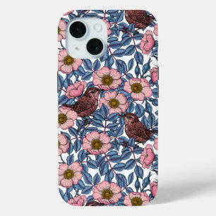 Wrens in the roses iPhone 15 case