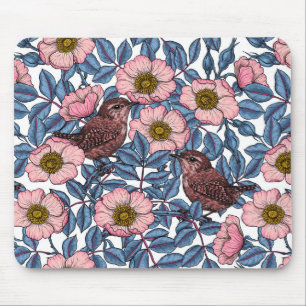 Wrens in the roses mouse mat