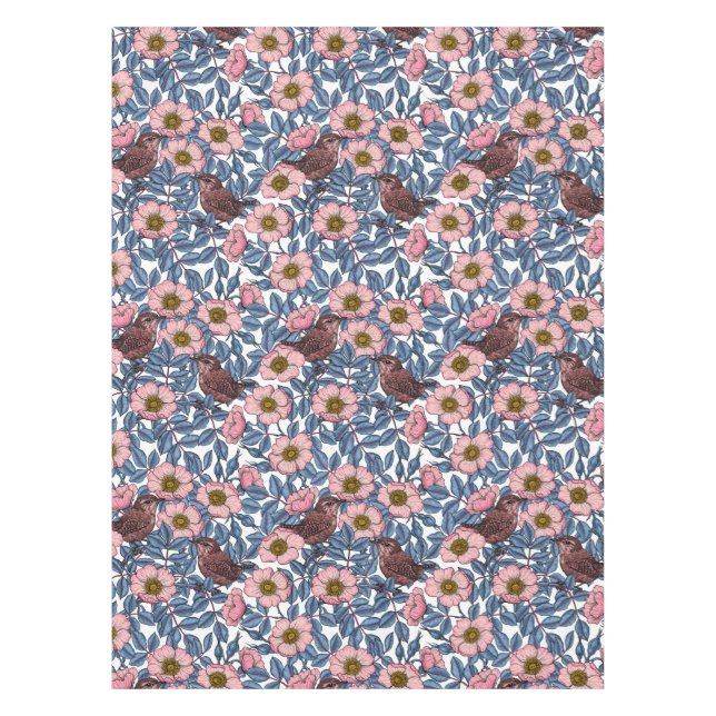 Wrens in the roses tablecloth (Front)