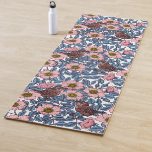 Wrens in the roses yoga mat