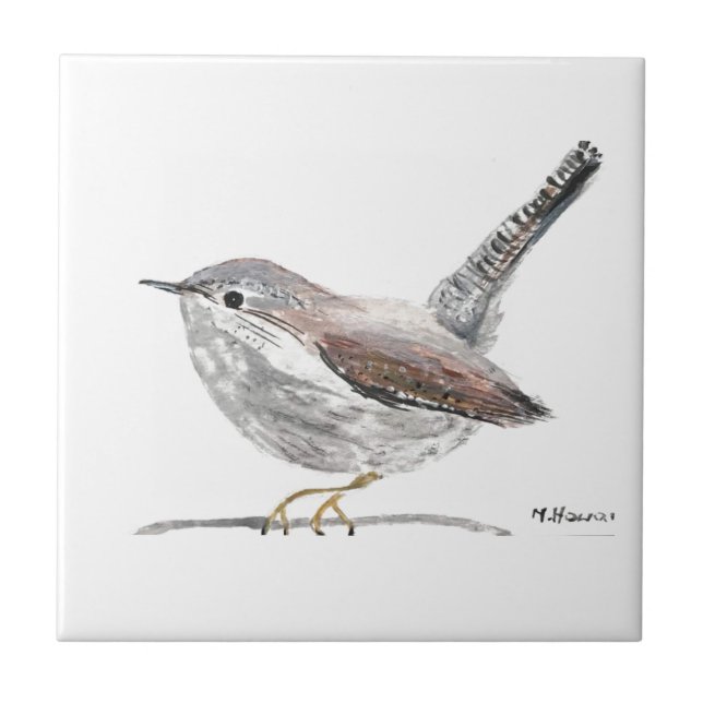 Wrens Rustic Vintage kitchen Birds Woodlands Wren Tile (Front)