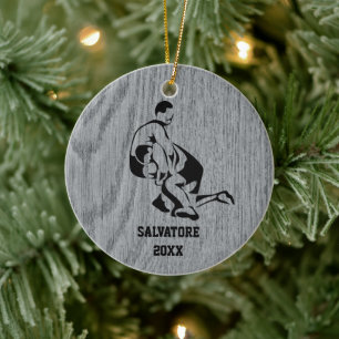Wrestle On The Mat Christmas Ceramic Tree Decoration