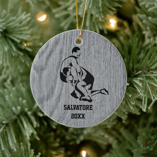 Wrestle On The Mat Christmas Ceramic Tree Decoration (Tree)