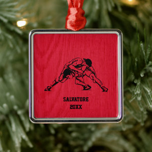 Wrestle On The Mat Christmas Metal Tree Decoration